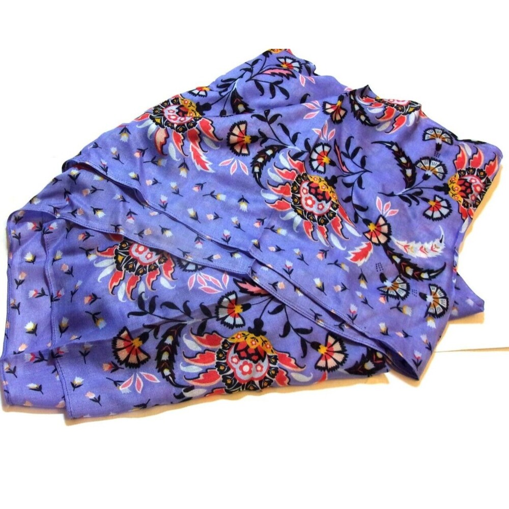 Vera Bradley Mural Garden Fringe Long Scarf 100% Rayon Purple Orange New - Picture 6 of 7